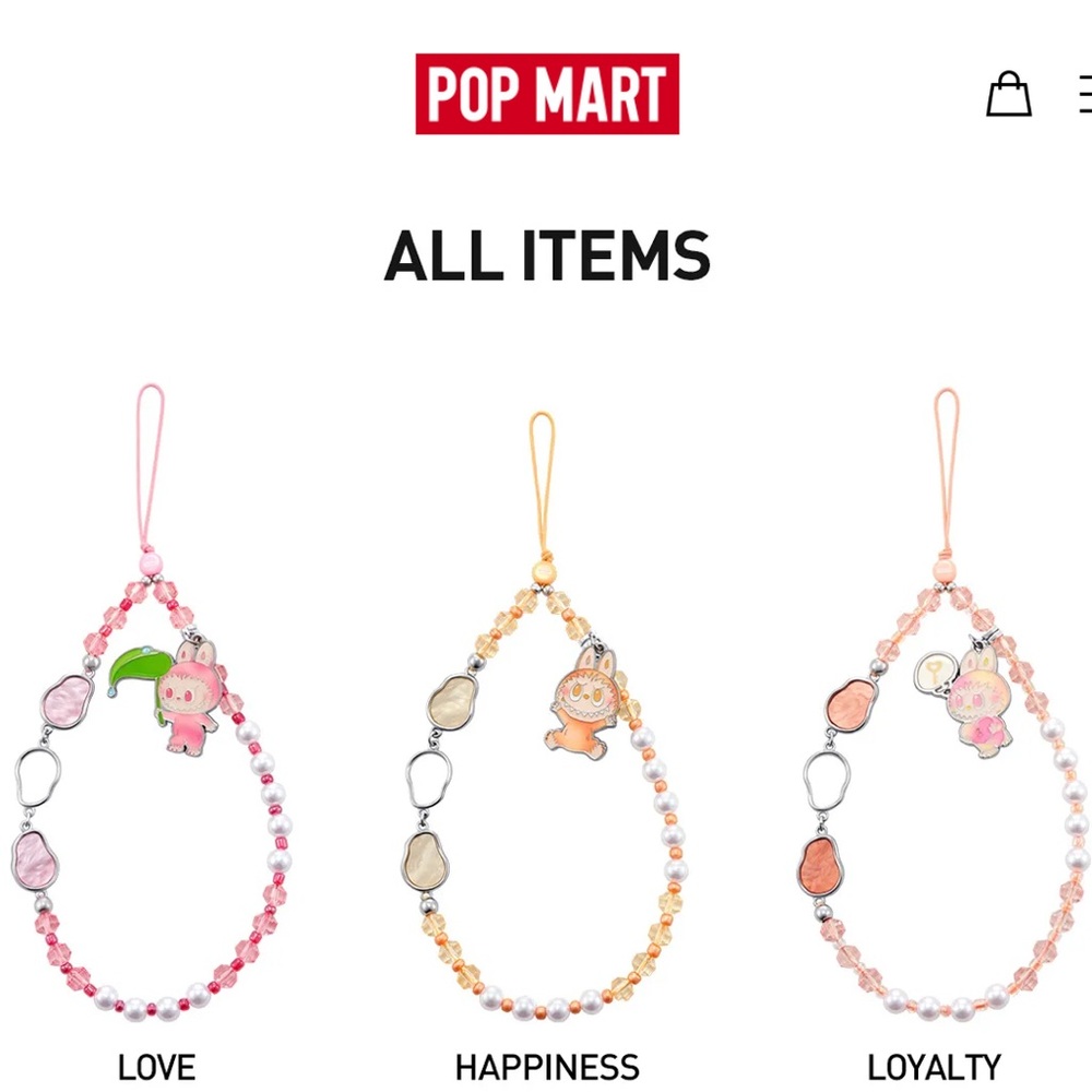 Pop Mart Cell Phone Charm Set - Pink, Orange, White